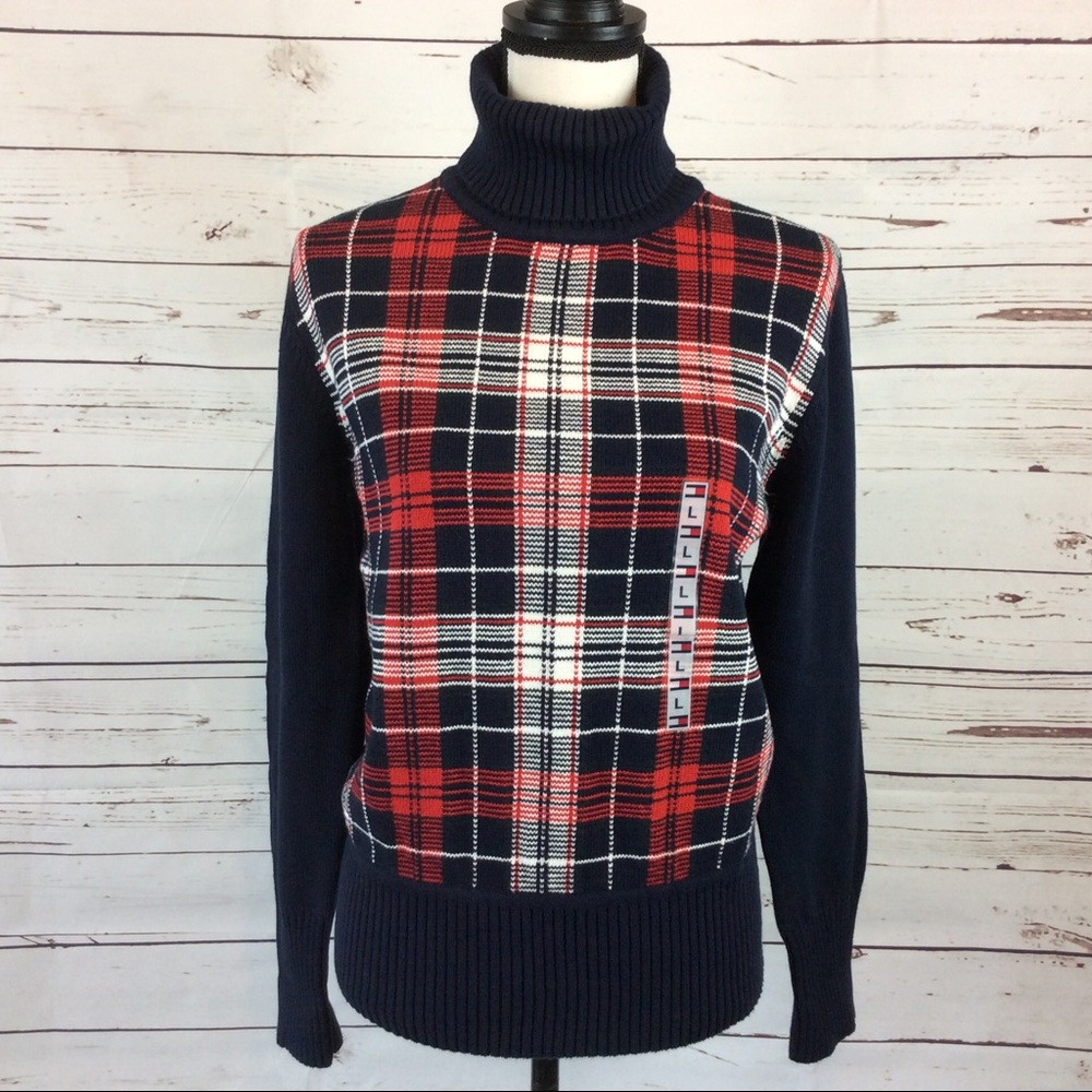 Tommy Hilfiger Plaid Front Sweater, Size L